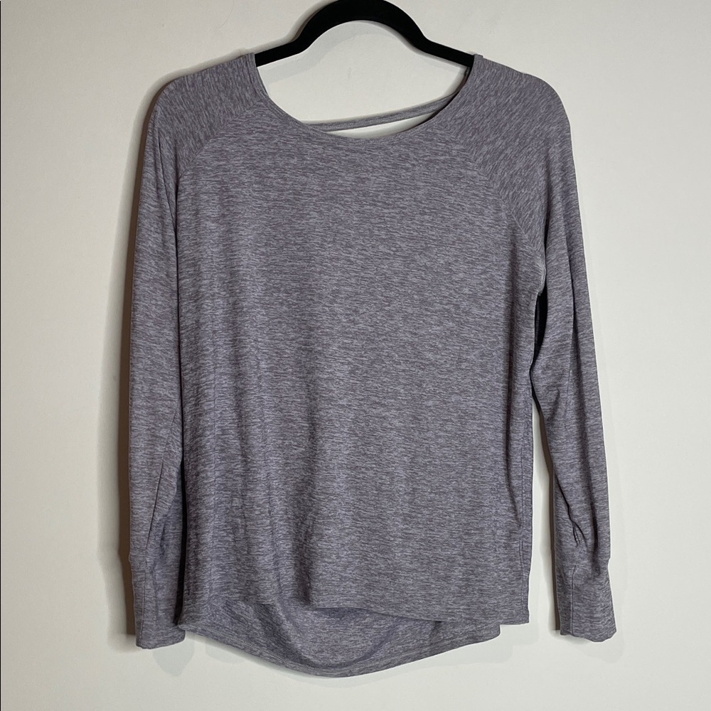 SPANX | Heather Purple Open Back Long Sleeve Top Size Small